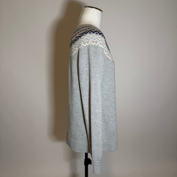 Banana Republic Fair Isle Nordic Knit Sweater Gray Womens Size Medium M Aztec - Picture 3 of 10